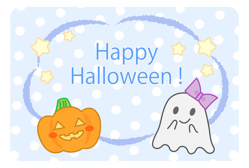 かぼちゃとお化けのハロウィンイラスト ハロウィン,お化け,かぼちゃ,ハッピーハロウィン,ジャックオーランタン,イラスト,かわいい,ファンシー,ゆめかわ,ブルーのイラスト素材