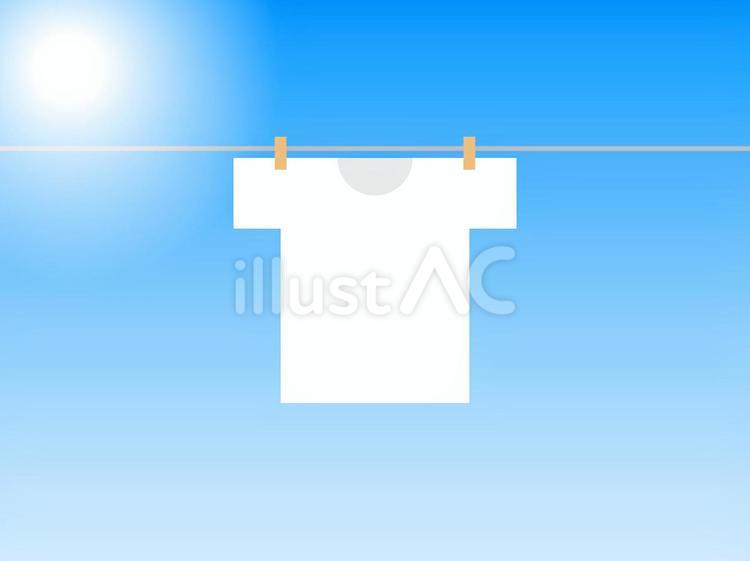 晴れの日に干されたTシャツ・洗濯物 晴れの日に干されたTシャツ・洗濯物 tシャツ,ファッション,物干しのイラスト素材