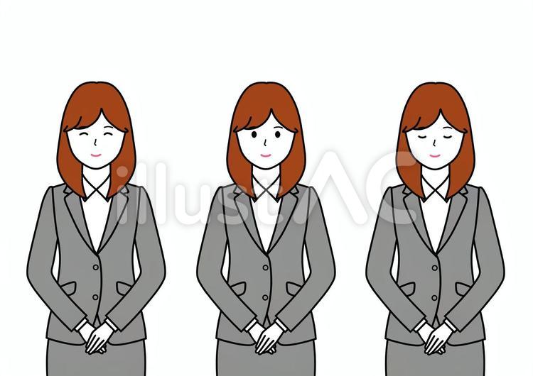 スーツ　女性　笑顔　お願い　セット　仕事 スーツ,女性,お願いのイラスト素材