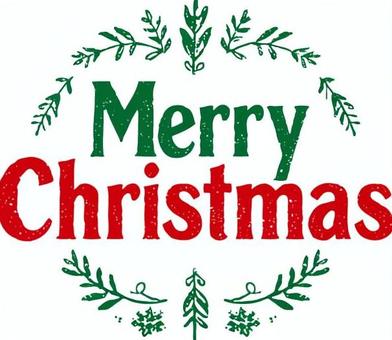 クリスマスロゴ　10 メリークリスマス,merry,christmas,文字,飾り,リース,葉っぱ,植物,赤,緑のイラスト素材