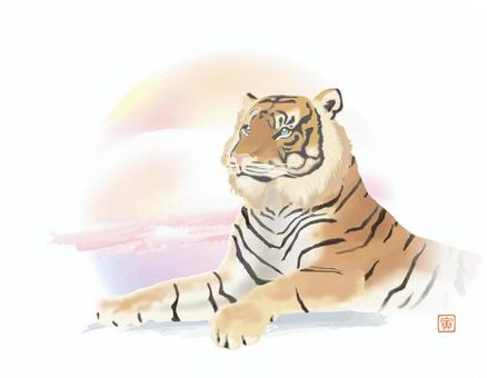 Illustration, yin, tiger, new year's card, 