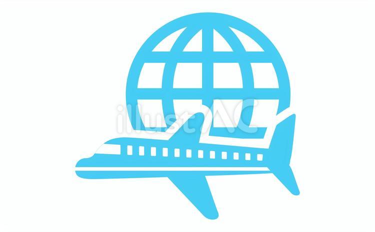 地球と飛行機のアイコンの無料素材 地球,飛行機,旅行のイラスト素材