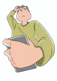 老眼 老眼 中年,男性,老眼,遠近,スマホのイラスト素材