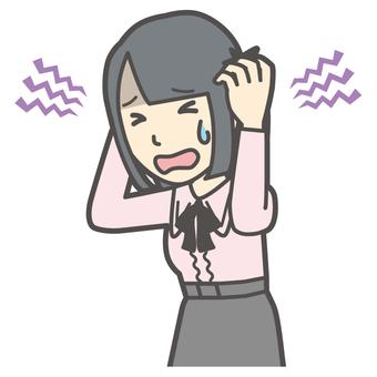  地雷系女子-350-バスト 心配,地雷系,女性,女の子,ツインテール,人物,かわいい,表情,感情,落ち込むのイラスト素材