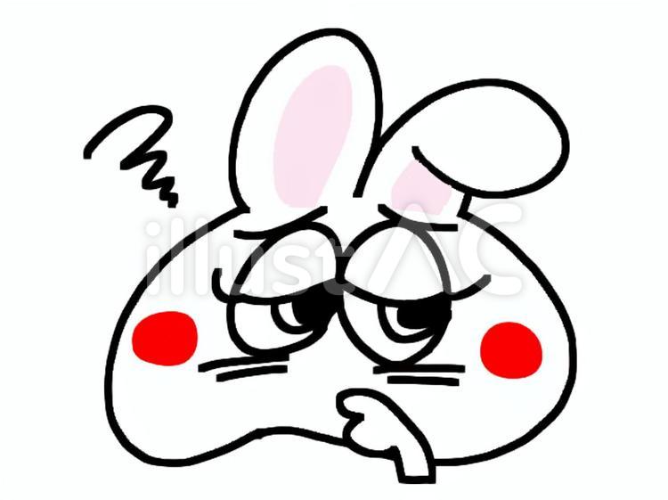 うさぎ　考える うさぎ,考える,pop調のイラスト素材