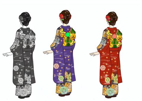 Illustration, female, kimono, a dress, 
