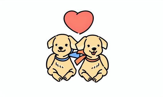 子犬_ゴールデンレトリバー（ハート） 犬,かわいい,dog,わんちゃん,キャラクター,生き物,動物,ハート,ゴールデンレトリバー,子犬のイラスト素材