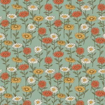 Illustration, flower handle, botanical, retro, 