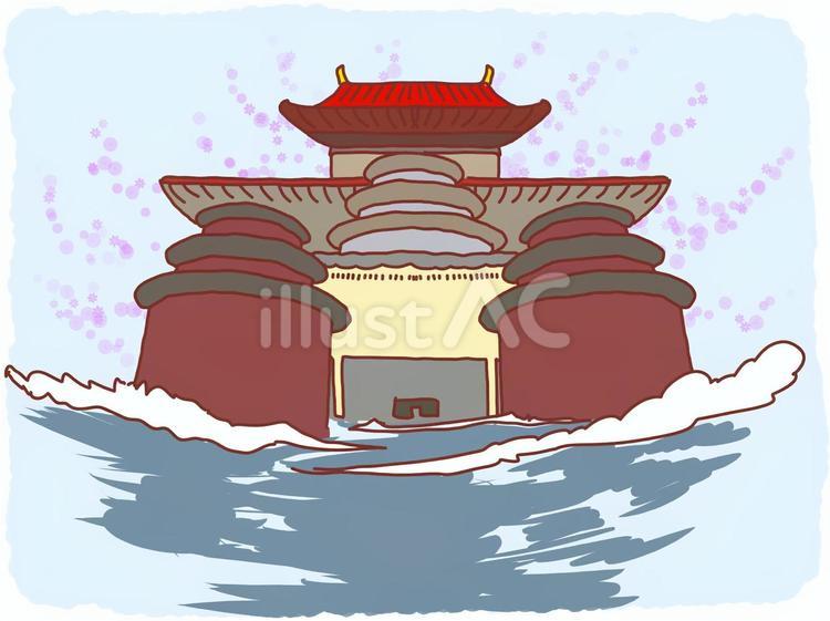架空の城のイラスト(白玉楼中の人となる 城,建物,豪華のイラスト素材