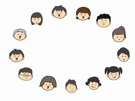 フレーム フレーム,枠,空欄,笑顔,顔,子供,男の子,女の子,種類,セットのイラスト素材