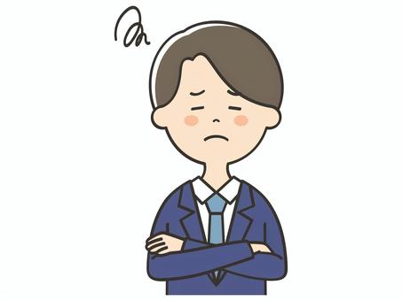 悩み事があるスーツの男性 悩み事があるスーツの男性 悩む,困る,考える,落ち込む,男性,ショック,不満,不安,疑問,悩み事のイラスト素材
