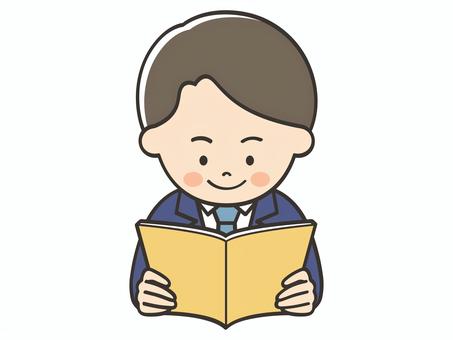 読書をするスーツの男性 読書,本,読む,本読み,文庫,小説,物語,国語,古本,古本屋のイラスト素材