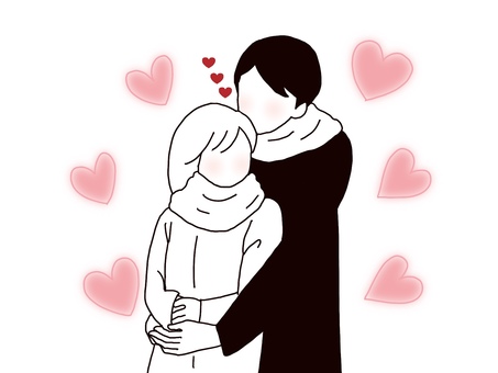 冬のカップル 恋愛,恋愛中,カップル,男女,彼氏,彼女,恋人,恋,愛,両思いのイラスト素材