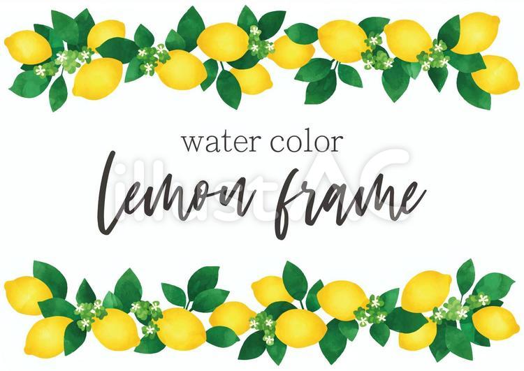 lemon frame レモン,フレーム,水彩のイラスト素材