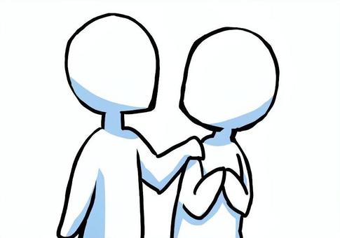 呼びかけられる人 呼びかけ,声かけ,サポート,励ます,協力,支援,コミュニケーション,シンプル,棒人間のイラスト素材