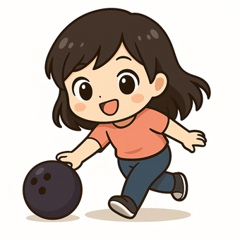 ボウリングでストライクを狙う女の子 ボウリングでストライクを狙う女の子 ボウリング,玉,女の子のイラスト素材