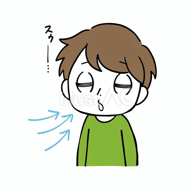 息をゆっくり吸っている男性 深呼吸,吸う,休憩のイラスト素材