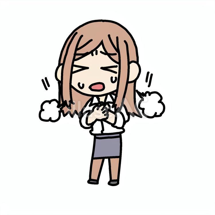 息苦しさに胸を押さえる女性 女性,胸,息苦しいのイラスト素材