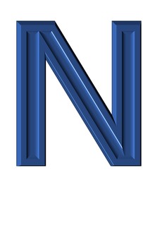 ３D加工アルファベット大文字素材青N アルファベット,大文字,立体,3d,青,メイリオ,装飾文字,フォント,デザイン,アイコンのイラスト素材