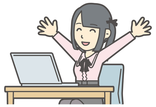  地雷系女子-543-バスト パソコン,万歳,地雷系,女性,女の子,ツインテール,人物,かわいい,喜ぶ,嬉しいのイラスト素材