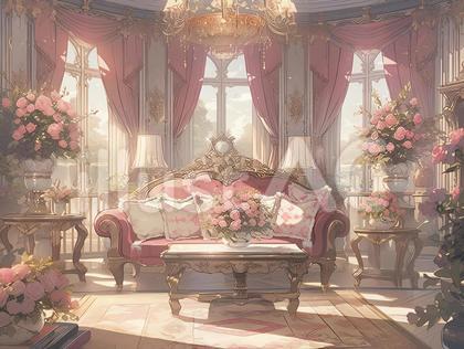 華やかなインテリアのリビングルーム_背景