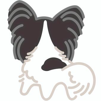 パピヨン（うしろ）3 パピヨン,犬,動物,立つ,うしろ,しっぽ,おしり,シンプル,かわいい,キュートのイラスト素材