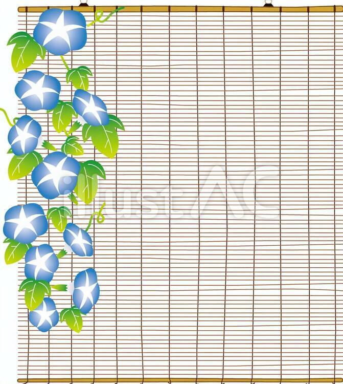 すだれと朝顔（左、青） すだれ,スダレ,朝顔のイラスト素材