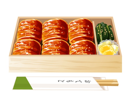 肉巻きおにぎり弁当（折詰） 肉巻きおにぎり,弁当,昼食,料理,食べ物,肉,ゴマ,ほうれん草,たくあん,漬物のイラスト素材