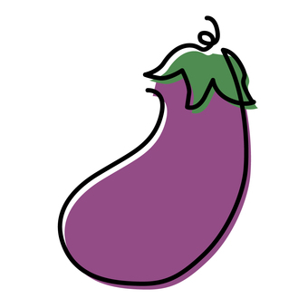 一筆書きのナスアイコン ナス,アイコン,かわいい,線画,一筆書き,手描き,野菜,黒,食べ物,ベクターのイラスト素材