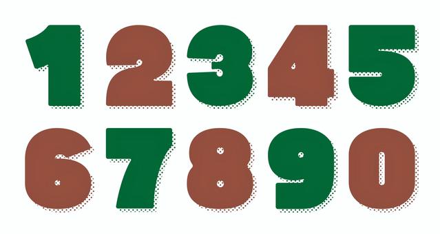 オリジナル数字セットI　ドット影 数字,フォント,オリジナル,文字,太文字,極太,ボールド,ドット影,パターン,テクスチャのイラスト素材