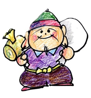 大黒様 大黒様,七福神,絵手紙,手描き,冬のイラスト素材