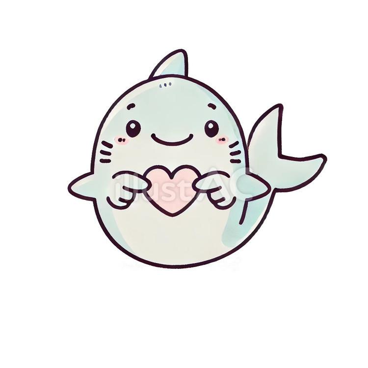 ゆるい感じのサメイラスト サメ,キャラクター,可愛いのイラスト素材