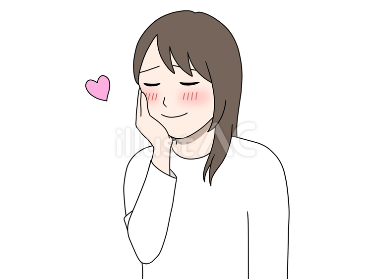 好きな人のことを考えている女性 夢中,ハート,嬉しいのイラスト素材