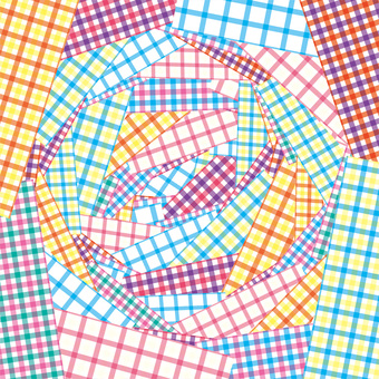 パッチワーク　　 パッチワーク,重なる,つぎはぎ,チェック,交差,カラフル,かわいい,背景のイラスト素材