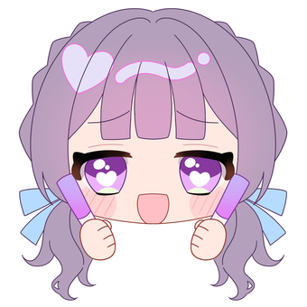 紫のペンライトを持つ女の子 美少女,ミニキャラ,ちびキャラ,デフォルメキャラ,かわいい,アニメ系,ツインテールのイラスト素材