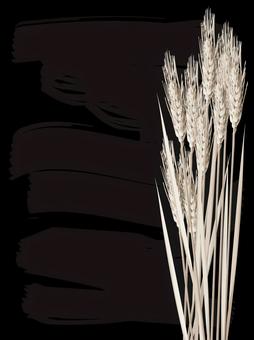 小麦色の麦穂と板の背景4　mugi021 麦穂,小麦色,リアル,ナチュラル,お洒落,自然,植物,大人っぽい,枠,背景のイラスト素材