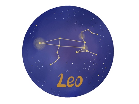 LEO 星空　星座線 しし座,星空,星座線,１２星座,星占い,占星術,誕生日,ギリシャ神話,春,天体のイラスト素材