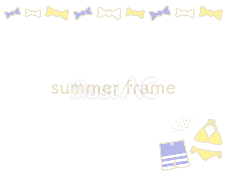 夏のリボンと水着のかわいいフレーム　2 夏,夏休み,プールのイラスト素材