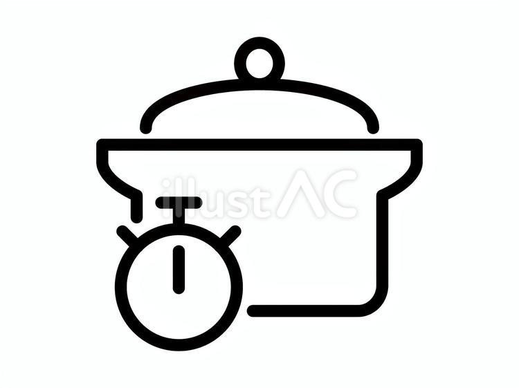 鍋とタイマーのアイコン 鍋,タイマー,キッチンのイラスト素材