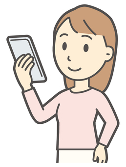  ロングヘア女性-489-バスト スマホ,女性,女の子,人物,かわいい,携帯電話,モバイル,アプリ,スマートフォン,見るのイラスト素材