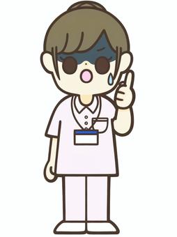 Caution, explanation female nurse whole body, , JPG and PNG