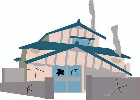 地震被害　 地震,災害,被害,倒壊,一軒家,自宅,実家,戸建,和風,建築のイラスト素材