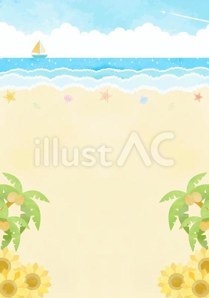 真夏のビーチの背景イラスト