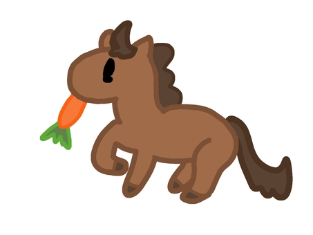 馬 馬,手描き,にんじん,干支,午年のイラスト素材