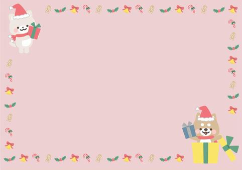 いぬとねこのクリスマスフレーム2 クリスマス,プレゼント,動物,かわいい,いぬ,ねこ,柴犬,イベント,行事,セットのイラスト素材
