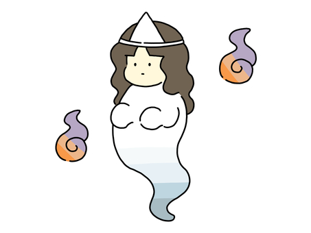 幽霊になった人 幽霊,おばけ,オカルト,ホラー,うらめしや,成仏,死ぬ,死,無表情,鬼火のイラスト素材