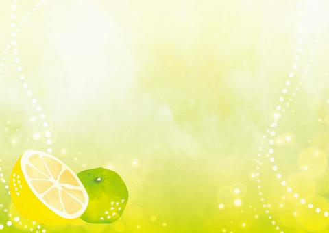 Watercolor style citrus background _ yellow green _ horizontal, fruits, lemon, orange, JPG and AI