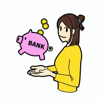 Piggy bank / woman, , JPG, PNG and AI