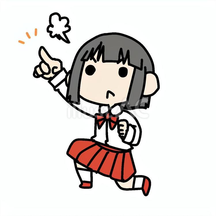 気合を入れて指差し確認する少女 小学生,気合,指差しのイラスト素材