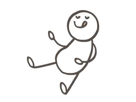 棒人間　お腹いっぱい 棒人間,人,満腹,いっぱい,お腹,食べ過ぎ,過食,デブ,肥満,暴食のイラスト素材